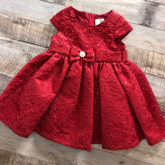 Red Rare Editions Knee Length Formal A-Line Baby Dress Size 18 mos (months) - Picture 2 of 11